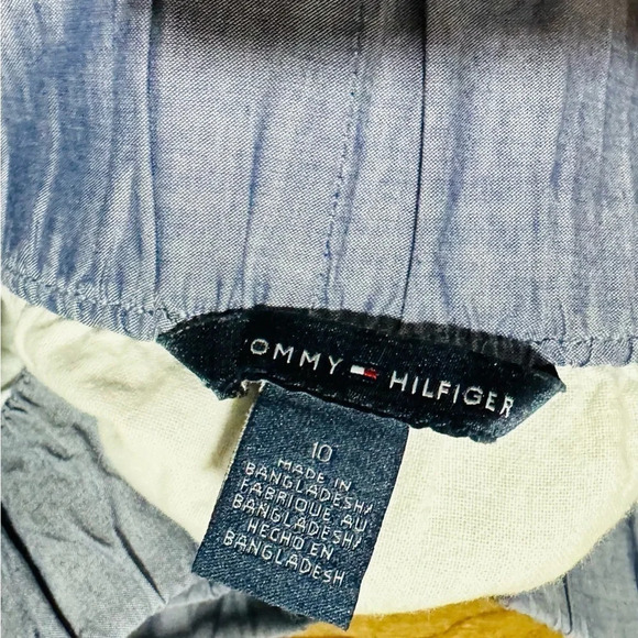 Tommy Hilfiger chambray mini lined beach streetwear light US10 comfy pull on - Picture 2 of 2